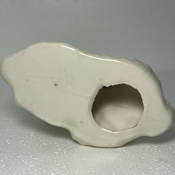 Hand painted art pottery white dog figurine - Picture 4 of 5